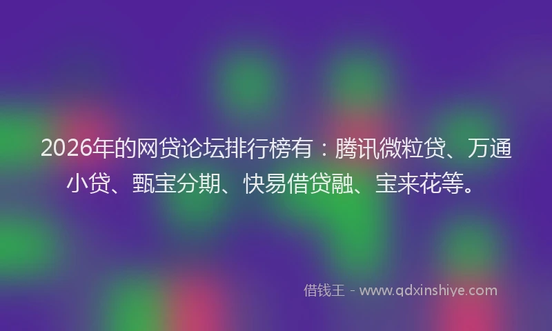 2026年的网贷论坛排行榜有：腾讯微粒贷、万通小贷、甄宝分期、快易借贷融、宝来花等。