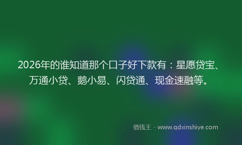 2026年的谁知道那个口子好下款有：星愿贷宝、万通小贷、鹅小易、闪贷通、现金速融等。