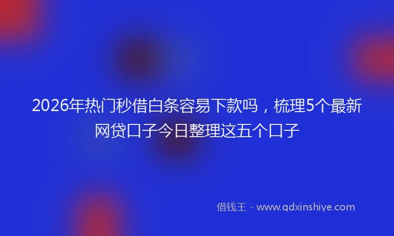 2026年热门秒借白条容易下款吗，梳理5个最新网贷口子今日整理这五个口子