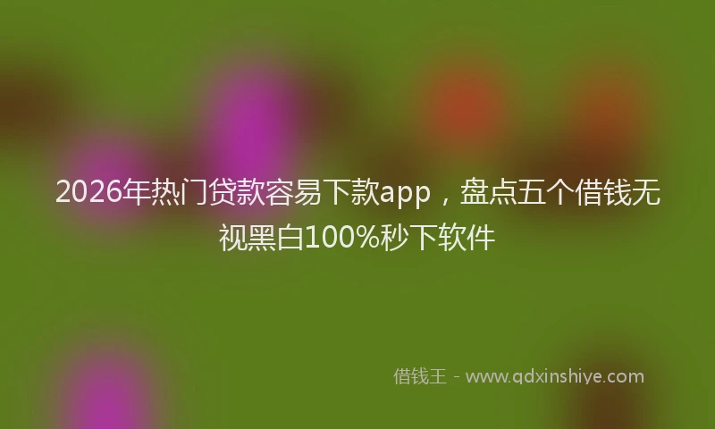 2026年热门贷款容易下款app，盘点五个借钱无视黑白100%秒下软件