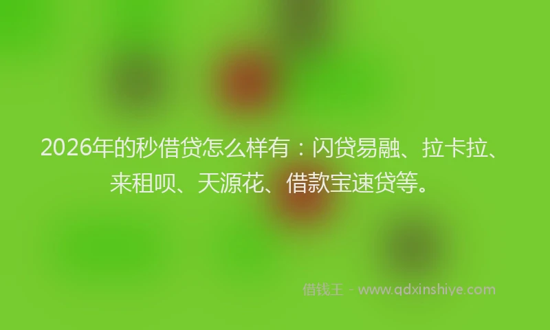 2026年的秒借贷怎么样有：闪贷易融、拉卡拉、来租呗、天源花、借款宝速贷等。