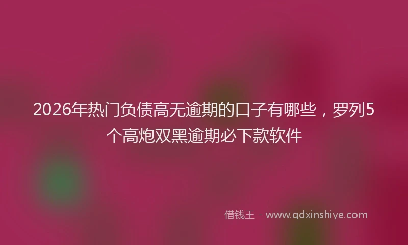 2026年热门负债高无逾期的口子有哪些，罗列5个高炮双黑逾期必下款软件