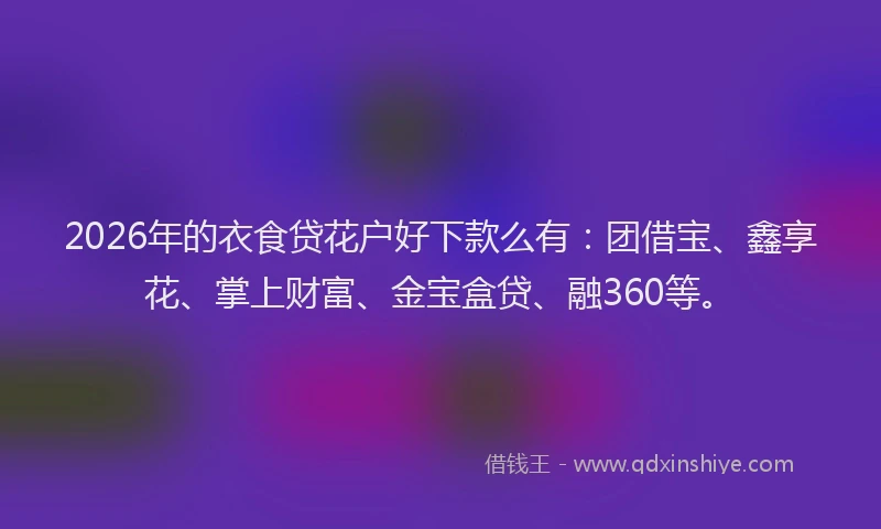 2026年的衣食贷花户好下款么有:团借宝、鑫享花、掌上财富、金宝盒贷、融360等。
