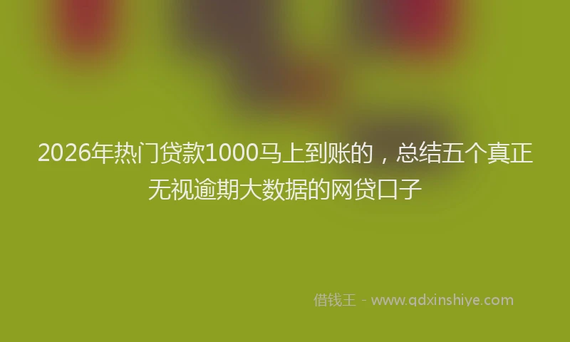 2026年热门贷款1000马上到账的，总结五个真正无视逾期大数据的网贷口子