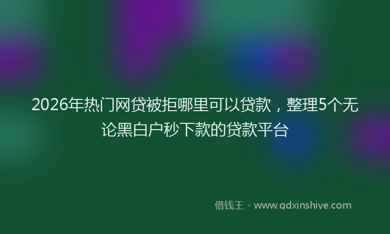 2026年热门网贷被拒哪里可以贷款，整理5个无论黑白户秒下款的贷款平台