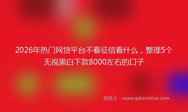 2026年热门网贷平台不看征信看什么,整理5个无视黑白下款8000左右的口子