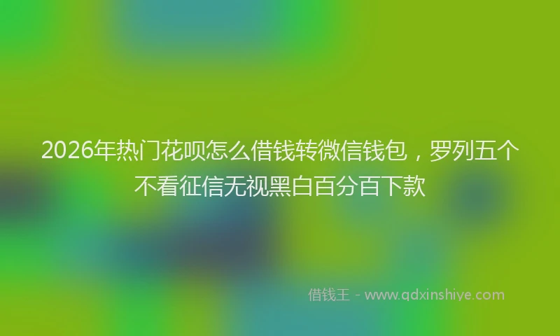 2026年热门花呗怎么借钱转微信钱包，罗列五个不看征信无视黑白百分百下款