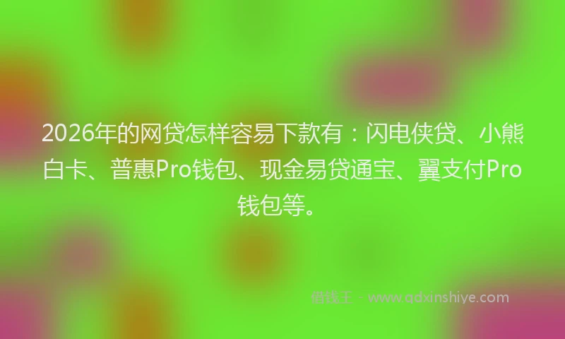 2026年的网贷怎样容易下款有：闪电侠贷、小熊白卡、普惠Pro钱包、现金易贷通宝、翼支付Pro钱包等。