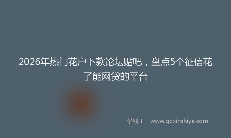 2026年热门花户下款论坛贴吧，盘点5个征信花了能网贷的平台