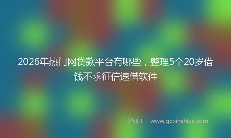 2026年热门网贷款平台有哪些，整理5个20岁借钱不求征信速借软件