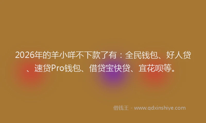 2026年的羊小咩不下款了有：全民钱包、好人贷、速贷Pro钱包、借贷宝快贷、宜花呗等。