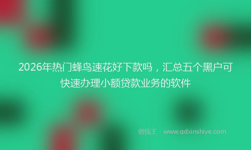 2026年热门蜂鸟速花好下款吗，汇总五个黑户可快速办理小额贷款业务的软件
