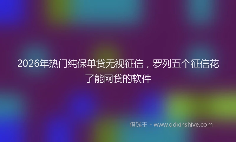 2026年热门纯保单贷无视征信，罗列五个征信花了能网贷的软件