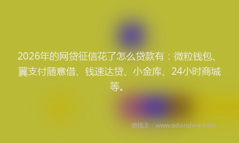2026年的网贷征信花了怎么贷款有：微粒钱包、翼支付随意借、钱速达贷、小金库、24小时商城等。
