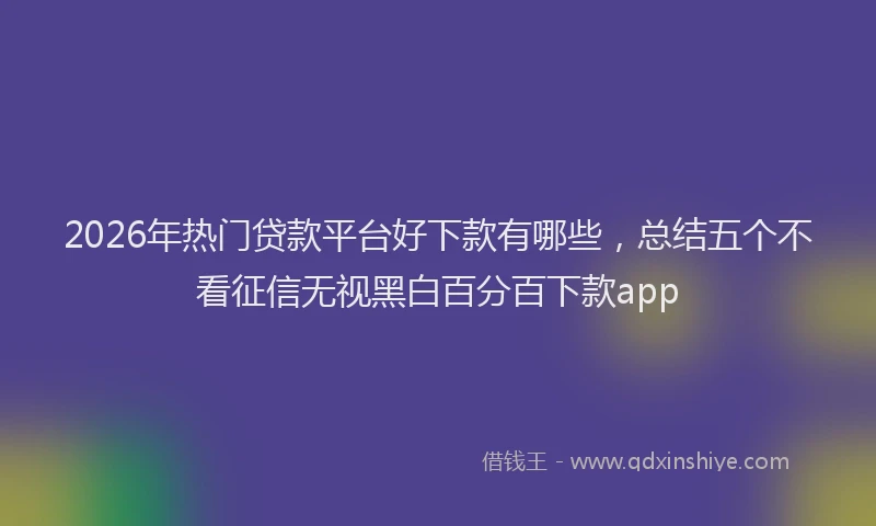 2026年热门贷款平台好下款有哪些，总结五个不看征信无视黑白百分百下款app