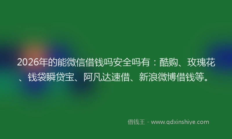 2026年的能微信借钱吗安全吗有：酷购、玫瑰花、钱袋瞬贷宝、阿凡达速借、新浪微博借钱等。