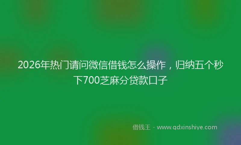 2026年热门请问微信借钱怎么操作，归纳五个秒下700芝麻分贷款口子