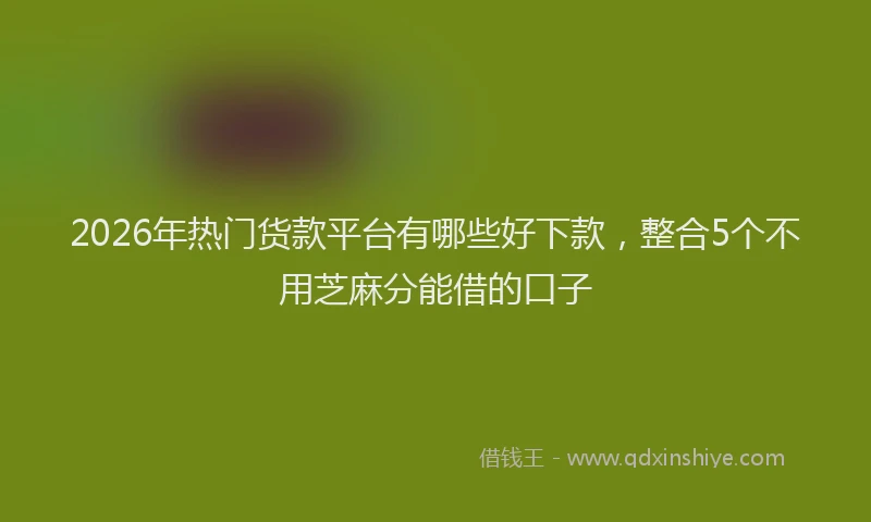2026年热门货款平台有哪些好下款，整合5个不用芝麻分能借的口子