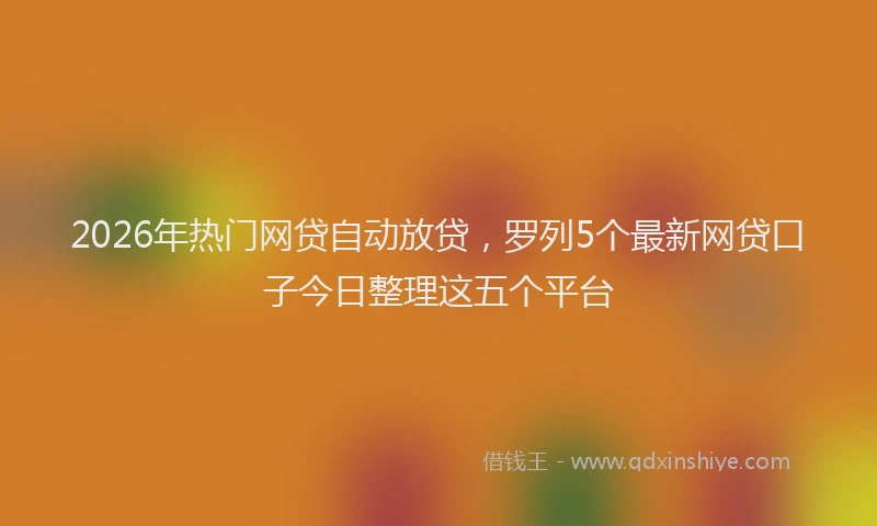 2026年热门网贷自动放贷，罗列5个最新网贷口子今日整理这五个平台