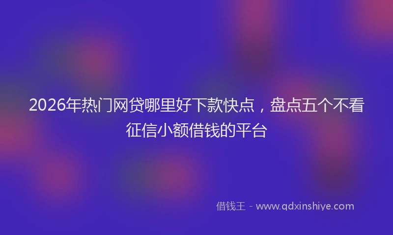 2026年热门网贷哪里好下款快点，盘点五个不看征信小额借钱的平台