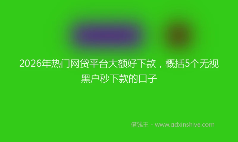 2026年热门网贷平台大额好下款，概括5个无视黑户秒下款的口子