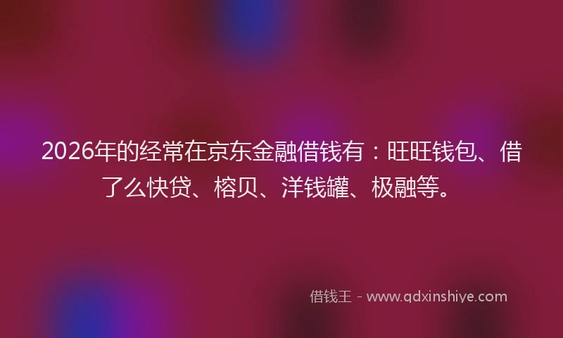 2026年的经常在京东金融借钱有：旺旺钱包、借了么快贷、榕贝、洋钱罐、极融等。