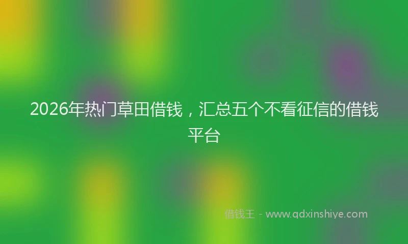 2026年热门草田借钱，汇总五个不看征信的借钱平台