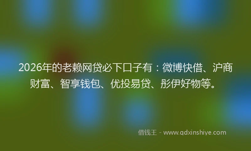 2026年的老赖网贷必下口子有：微博快借、沪商财富、智享钱包、优投易贷、彤伊好物等。