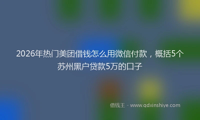 2026年热门美团借钱怎么用微信付款，概括5个苏州黑户贷款5万的口子