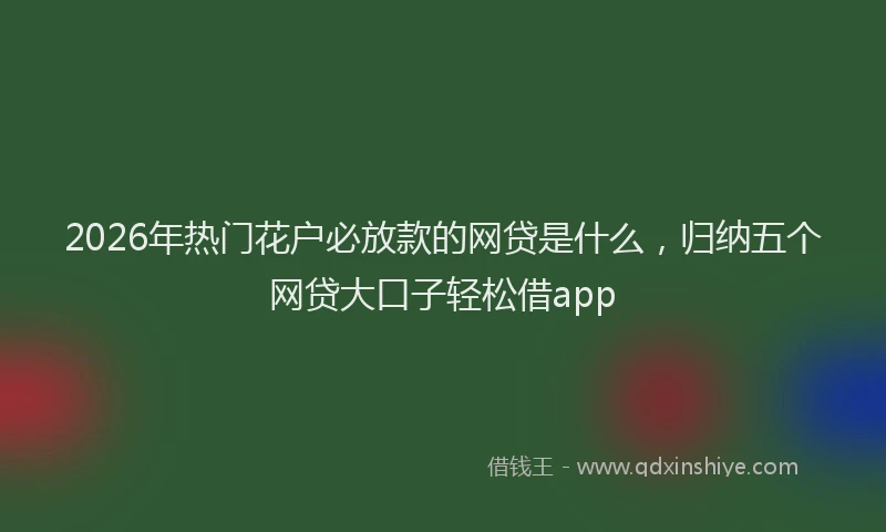 2026年热门花户必放款的网贷是什么，归纳五个网贷大口子轻松借app