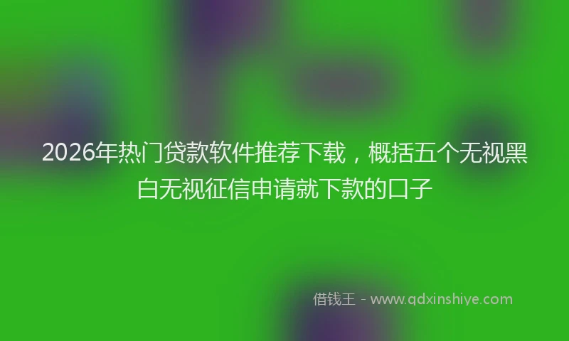 2026年热门贷款软件推荐下载，概括五个无视黑白无视征信申请就下款的口子