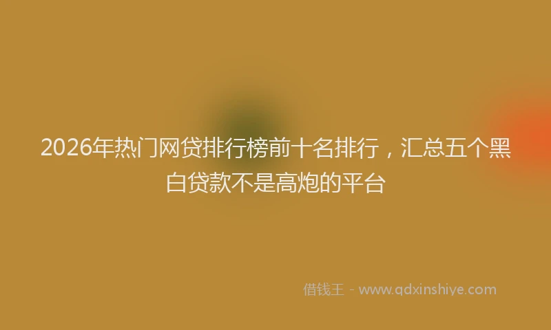 2026年热门网贷排行榜前十名排行，汇总五个黑白贷款不是高炮的平台