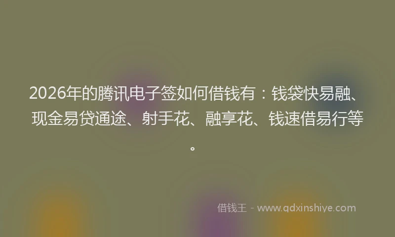 2026年的腾讯电子签如何借钱有：钱袋快易融、现金易贷通途、射手花、融享花、钱速借易行等。