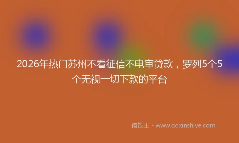 2026年热门苏州不看征信不电审贷款，罗列5个5个无视一切下款的平台