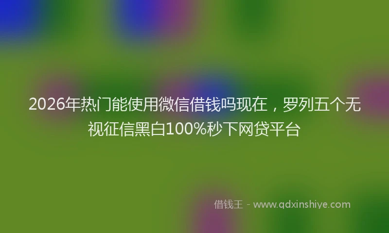 2026年热门能使用微信借钱吗现在,罗列五个无视征信黑白100%秒下网贷平台