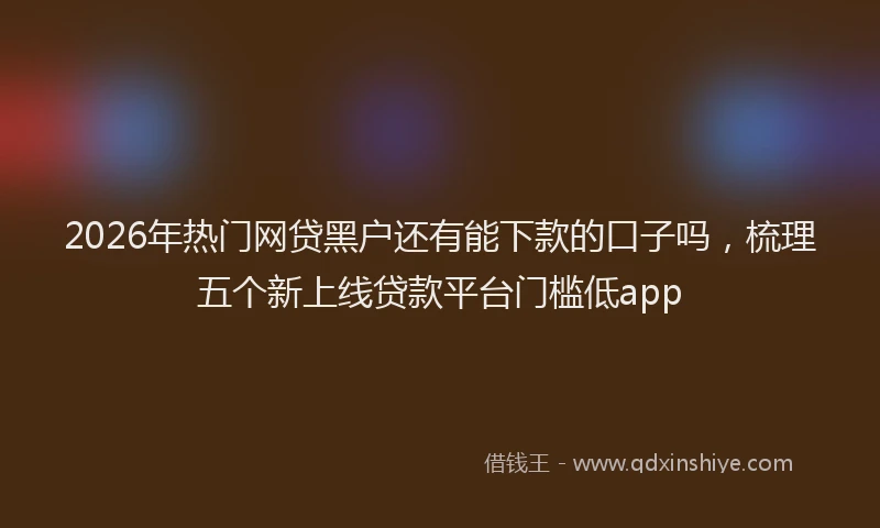 2026年热门网贷黑户还有能下款的口子吗，梳理五个新上线贷款平台门槛低app