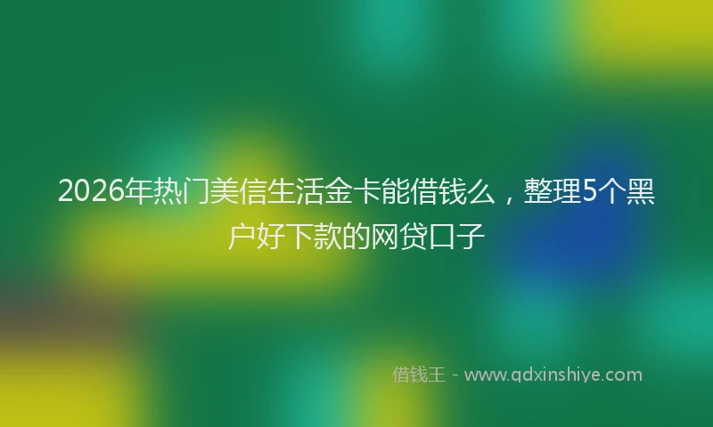 2026年热门美信生活金卡能借钱么，整理5个黑户好下款的网贷口子