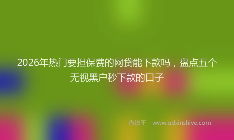 2026年热门要担保费的网贷能下款吗,盘点五个无视黑户秒下款的口子