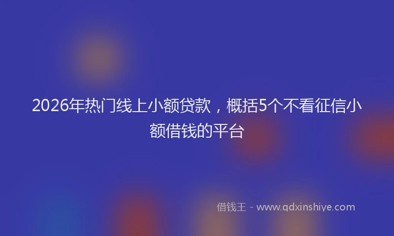 2026年热门线上小额贷款，概括5个不看征信小额借钱的平台