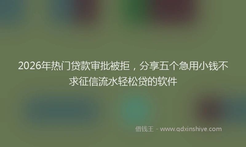 2026年热门贷款审批被拒，分享五个急用小钱不求征信流水轻松贷的软件