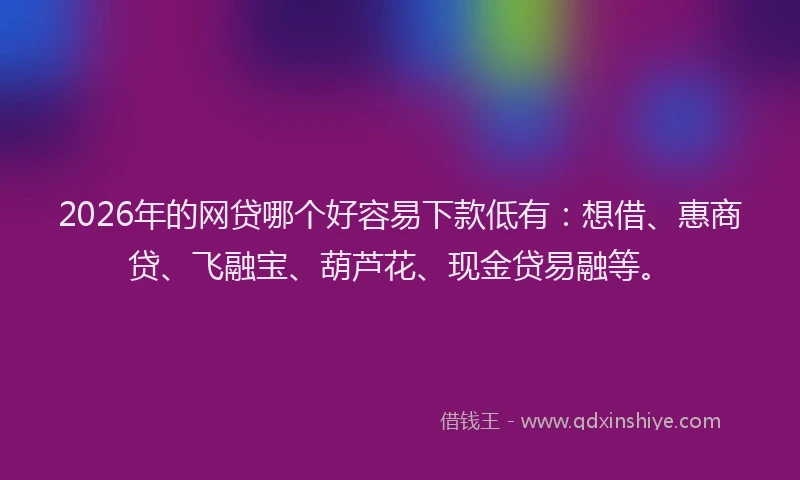 2026年的网贷哪个好容易下款低有：想借、惠商贷、飞融宝、葫芦花、现金贷易融等。