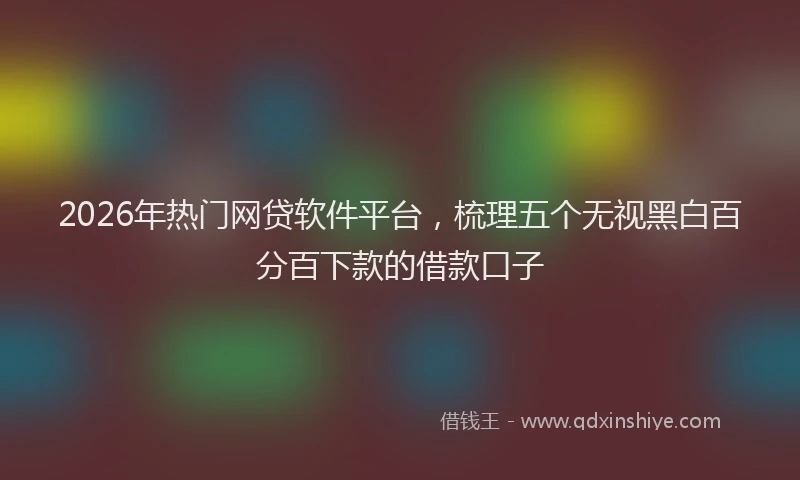 2026年热门网贷软件平台，梳理五个无视黑白百分百下款的借款口子