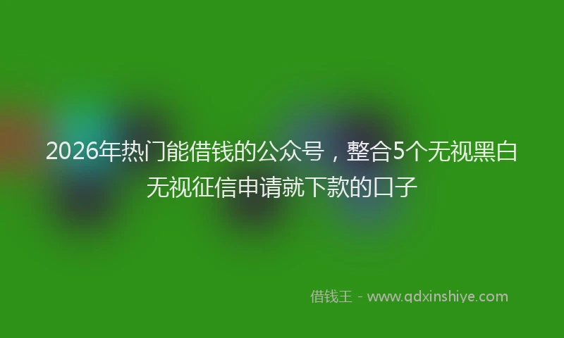 2026年热门能借钱的公众号，整合5个无视黑白无视征信申请就下款的口子