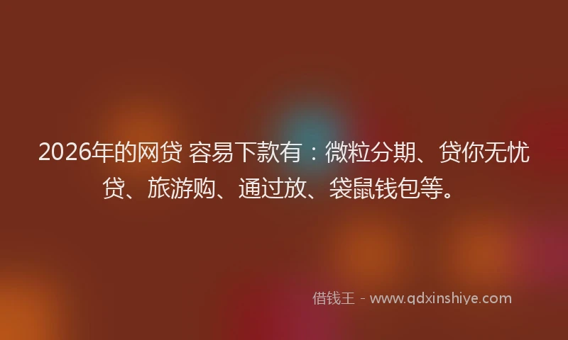 2026年的网贷 容易下款有：微粒分期、贷你无忧贷、旅游购、通过放、袋鼠钱包等。