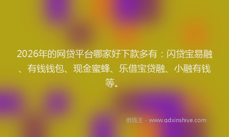 2026年的网贷平台哪家好下款多有：闪贷宝易融、有钱钱包、现金蜜蜂、乐借宝贷融、小融有钱等。