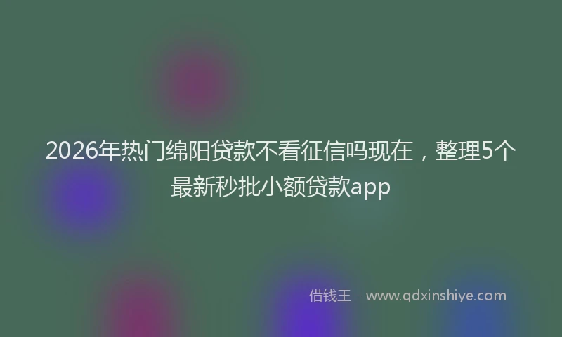 2026年热门绵阳贷款不看征信吗现在，整理5个最新秒批小额贷款app