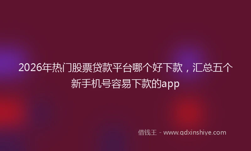 2026年热门股票贷款平台哪个好下款，汇总五个新手机号容易下款的app