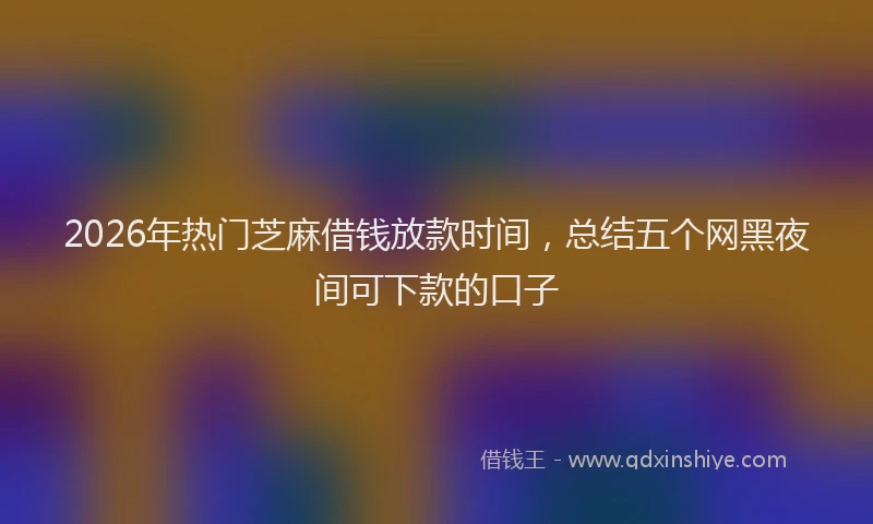 2026年热门芝麻借钱放款时间，总结五个网黑夜间可下款的口子