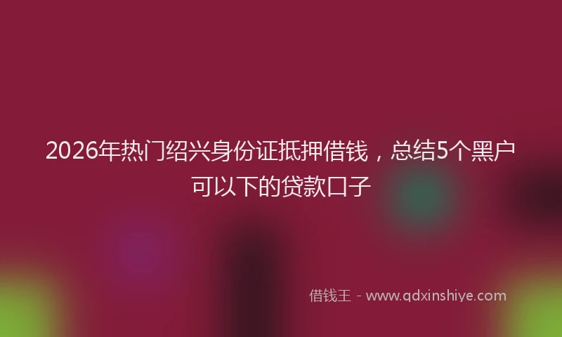 2026年热门绍兴身份证抵押借钱，总结5个黑户可以下的贷款口子