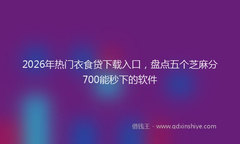 2026年热门衣食贷下载入口，盘点五个芝麻分700能秒下的软件